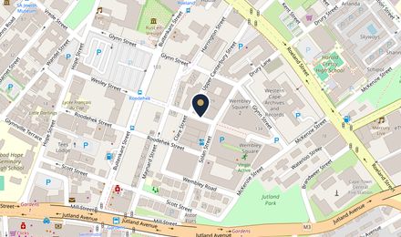 Map of the office area at 2 Wesley Street, Gardens. Opens Google Maps in a new tab.